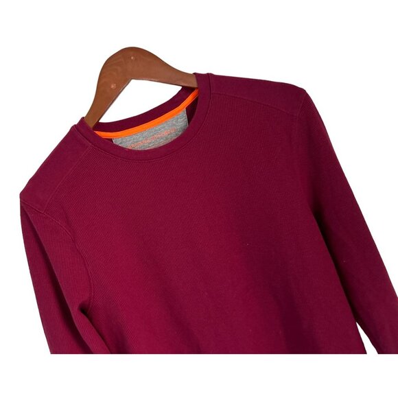 BANANA REPUBLIC Cotton Waffled Tee Sweatshirt Crewneck in Burgundy Size Med - Picture 1 of 9